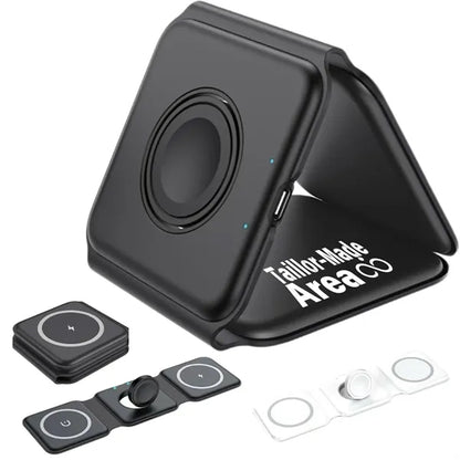3 in 1 Versatile Magnetic Black Foldable Wireless Charger
