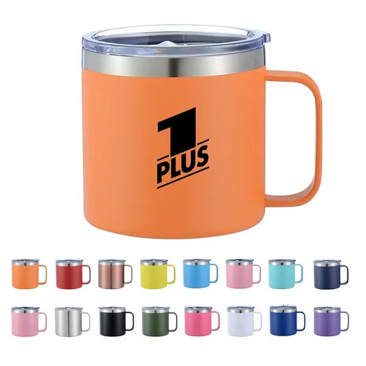 14Oz Stainless Steel Vacuum Camping Mug With Handle
