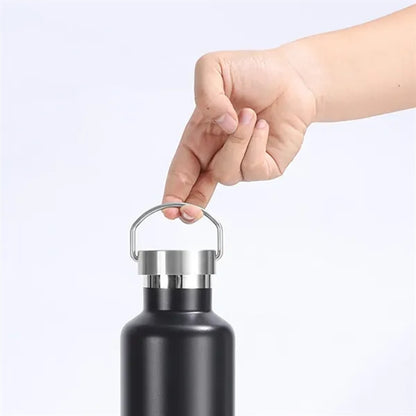 750ml double wall stainless steel bottle bamboo lid
