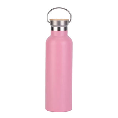 750ml double wall stainless steel bottle bamboo lid