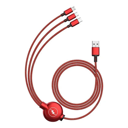 3 In 1 Retractable Usb Charging Data Cable Set