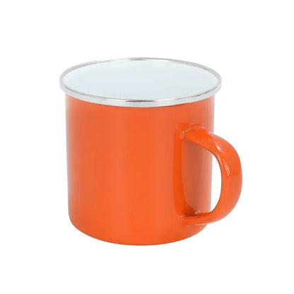 12 oz. White Enamel Mug Silver Rim With Case