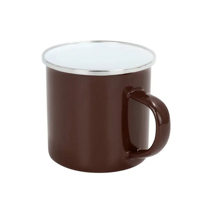 12 oz. White Enamel Mug Silver Rim With Case