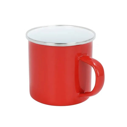 12 oz. White Enamel Mug Silver Rim With Case