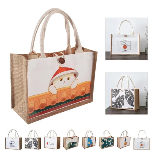 Companion stylish Burlap Canvas Tote   Full Color Imprint
