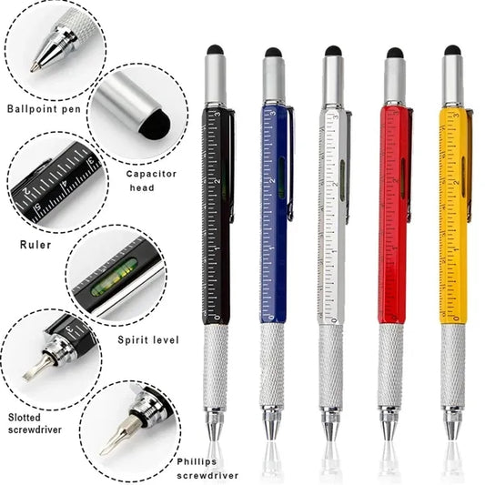 Metal six in one multifunctional tool pen