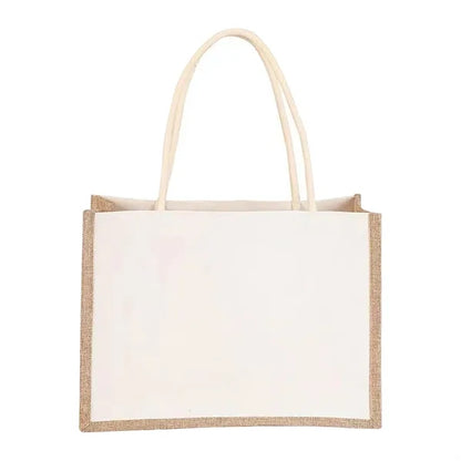Two Tone Linen Canvas Tote Bag