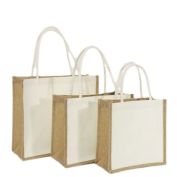 Two Tone Linen Canvas Tote Bag