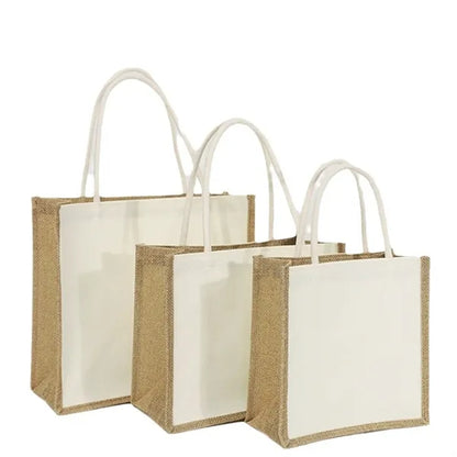 Two Tone Linen Canvas Tote Bag