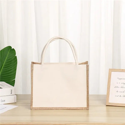 Two Tone Linen Canvas Tote Bag