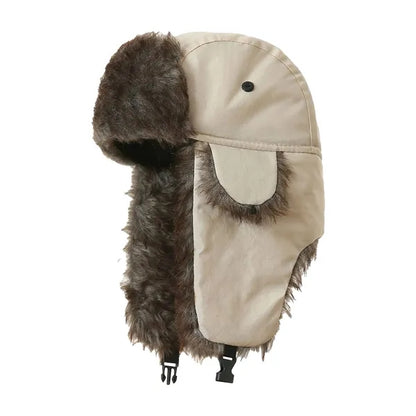 Winter Hat with Brim Warm Earflaps Faux Fur Cap