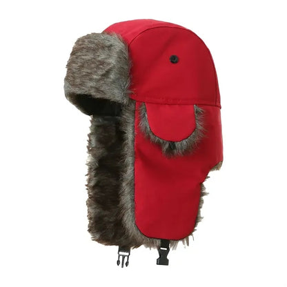 Winter Hat with Brim Warm Earflaps Faux Fur Cap