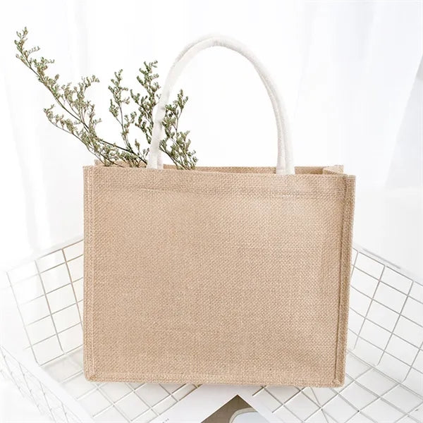 Jute Burlap Tote Bag with Handles