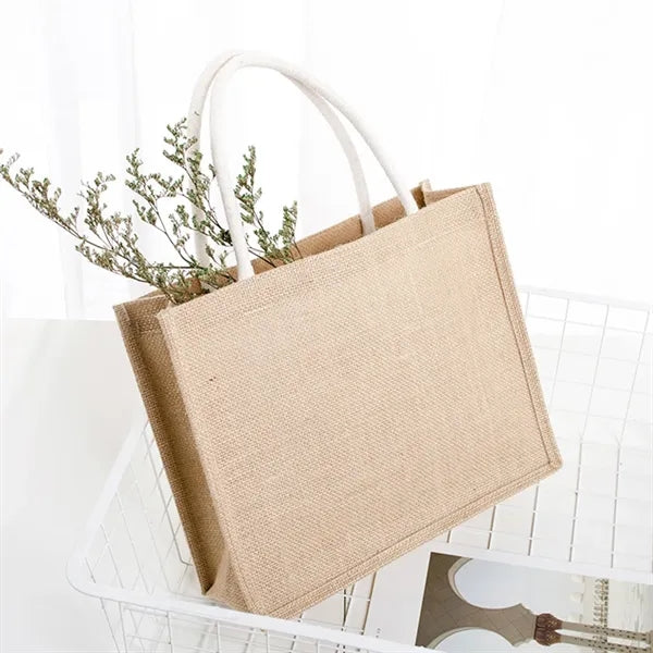 Jute Burlap Tote Bag with Handles