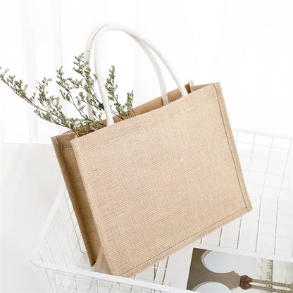 Jute Burlap Tote Bag with Handles