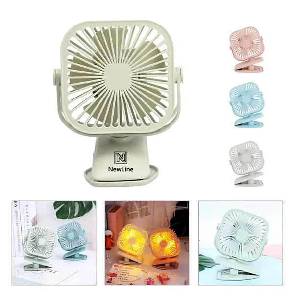 Rechargeable USB Desk Clip Fan w/ LED Light