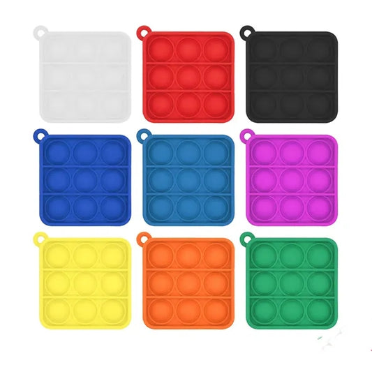 2.5"x2.5" Mini Square Fidget Pop It Keychain