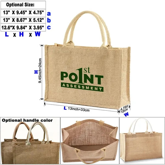 Natural Jute Tote Bag with Soft Cotton Handle