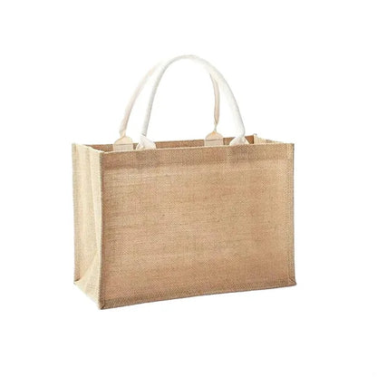 Natural Jute Tote Bag with Soft Cotton Handle