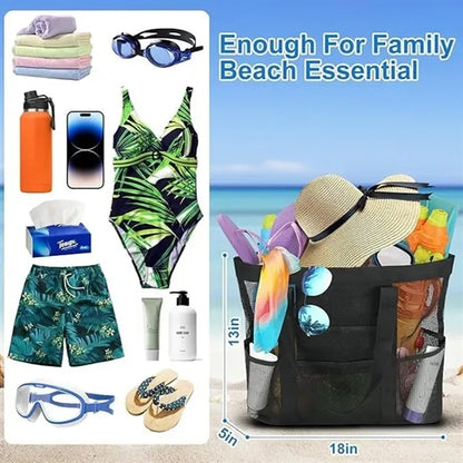 Large Capacity Portable Mesh Beach Tote Storage Bag