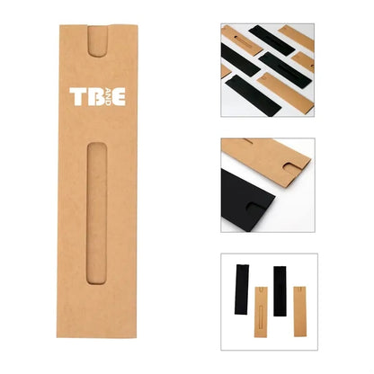 6.1"x1.6" Kraft Paper Pen Sleeves Pouch W/ Printed Ruler