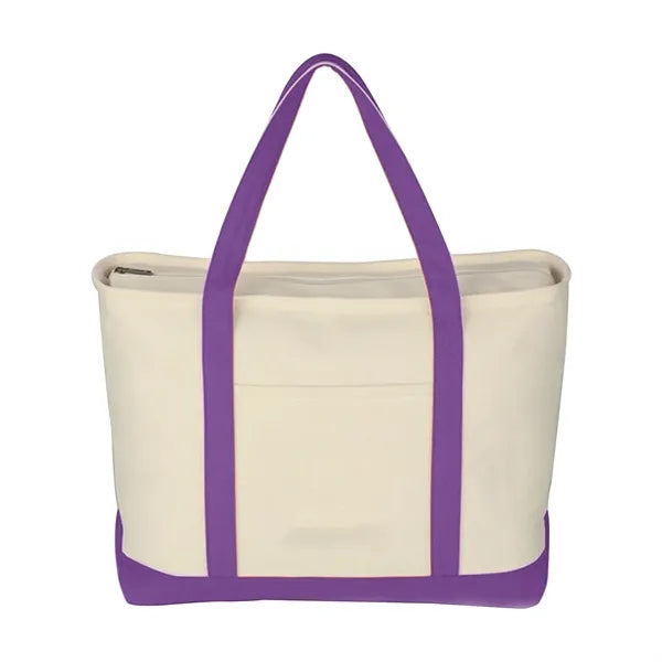 Cotton Canvas Sailing Tote Bag With Zipper