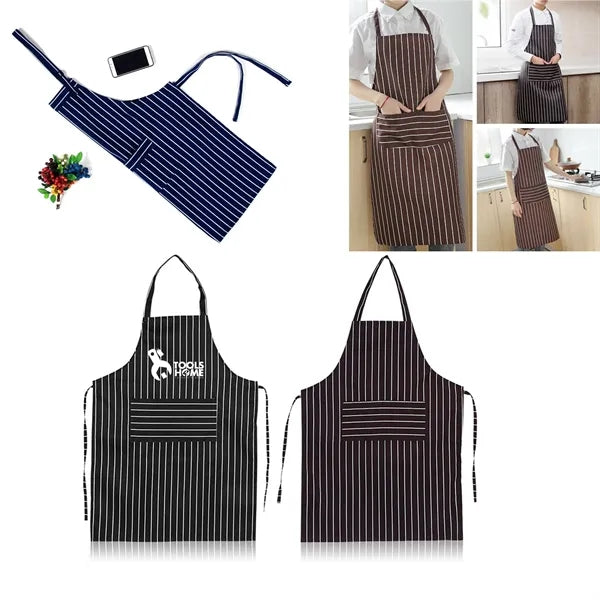 Striped Apron with Two Pockets