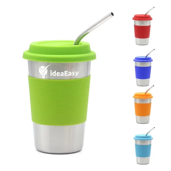 Colorful Sippy Cup with Silicone Lids & Straws