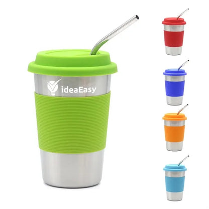 Colorful Sippy Cup with Silicone Lids & Straws