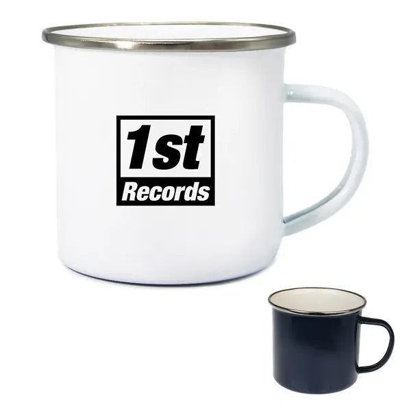 Custom Logo Stainless Steel Rim Enamel Mug