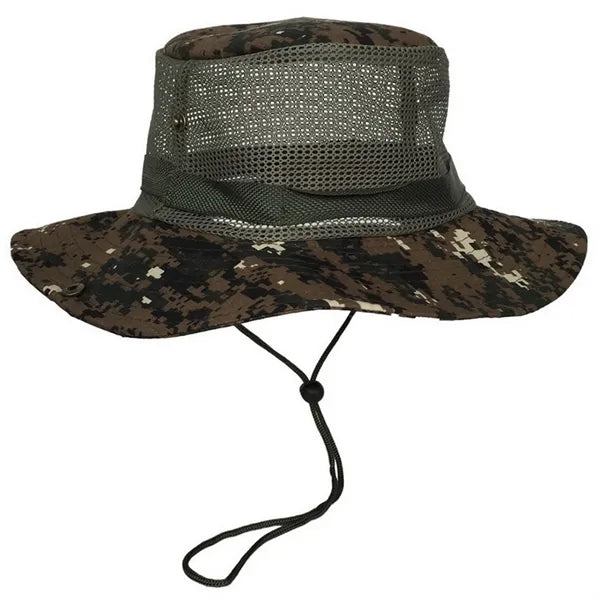 Wide Brim Mesh Sun Bucket Hat