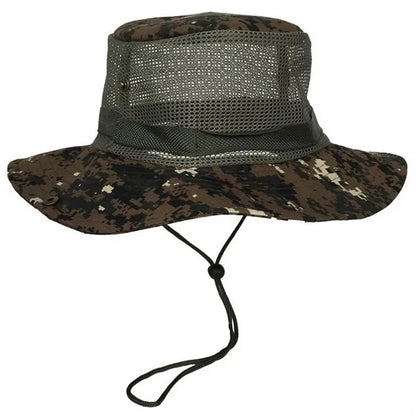 Wide Brim Mesh Sun Bucket Hat