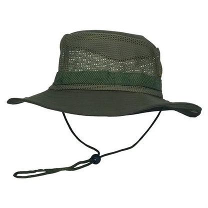 Wide Brim Mesh Sun Bucket Hat