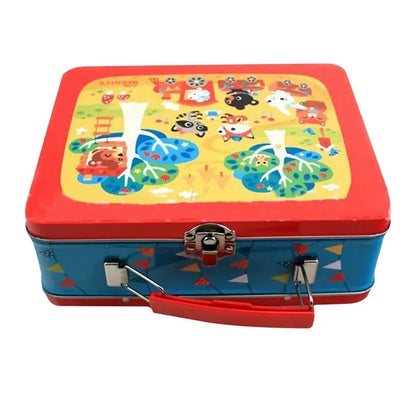 7.7"x6"  Retro Metal Lunch Box with Handle
