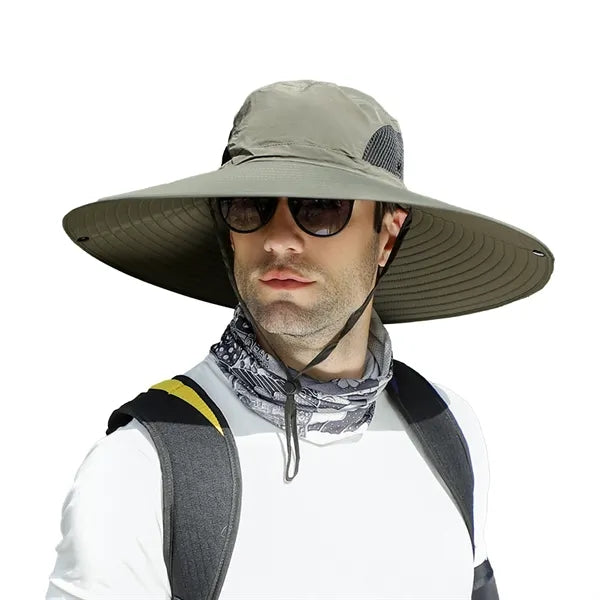 Wide Brim Bucket Hat With Neck Flap