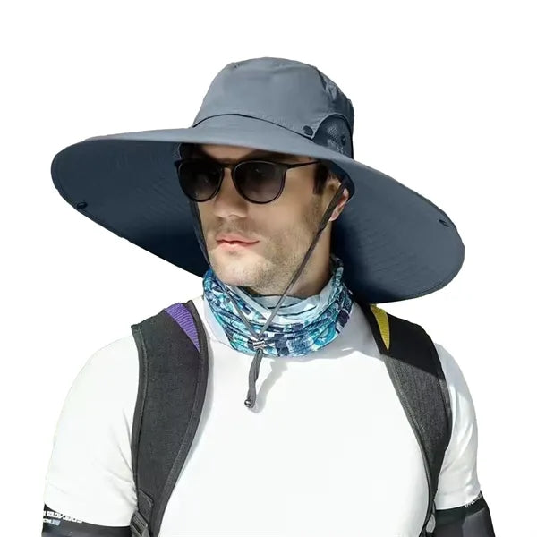 Wide Brim Bucket Hat With Neck Flap