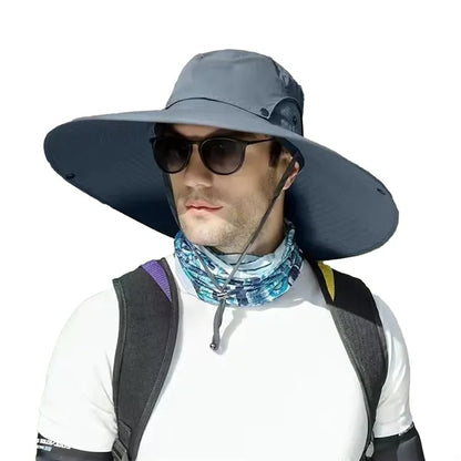 Wide Brim Bucket Hat With Neck Flap