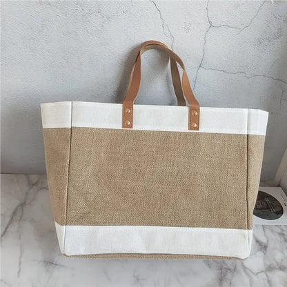 Custom Large Fashion Jute Tote Bag