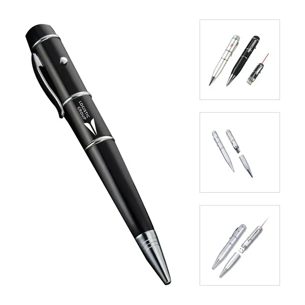 Flash Drive Ball Point Pen w/Laser Light