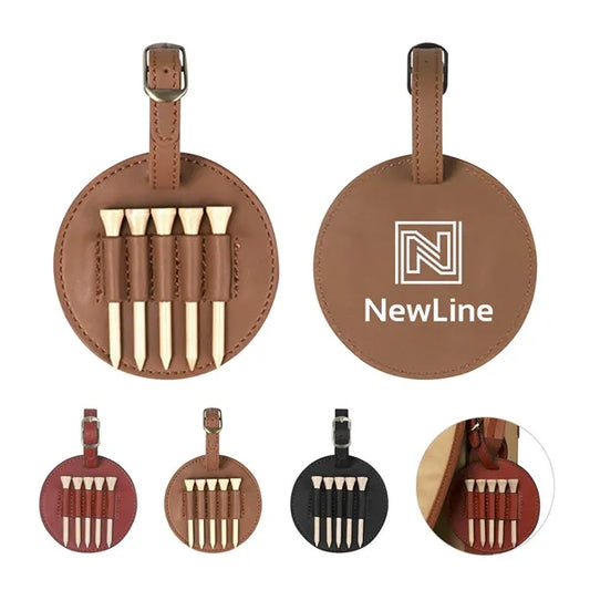 PU Leather Golf Tee Holder Bag