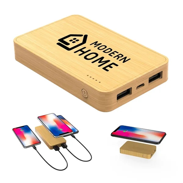 Bamboo 5000mAh Power Bank with Wireless Charger