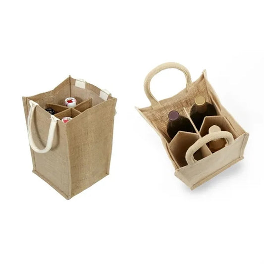 4 Bottle Jute Wine Bag