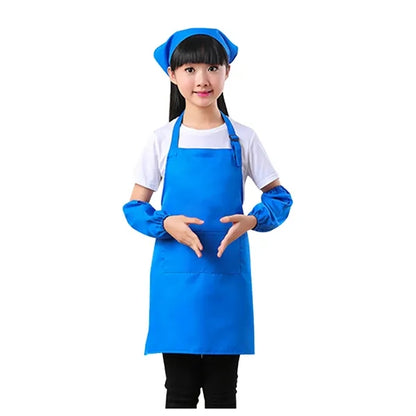 Apron for Kids w/ Pocket and Chef Hat Set