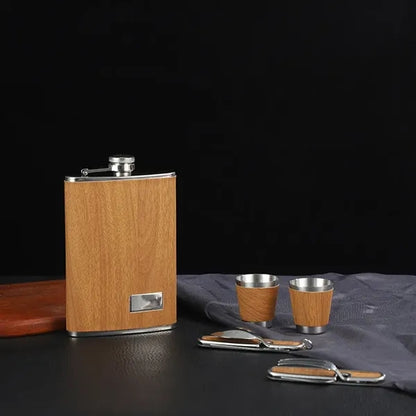 Portable Stainless Steel Flask Knife Fork Gift Set