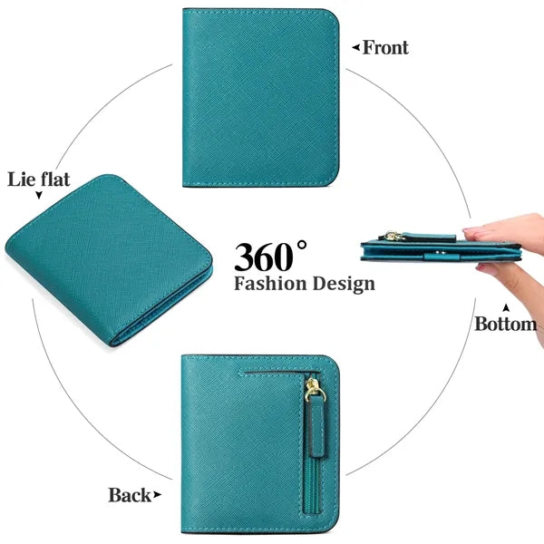 Rfid Blocking Compact Leather Pocket Wallet