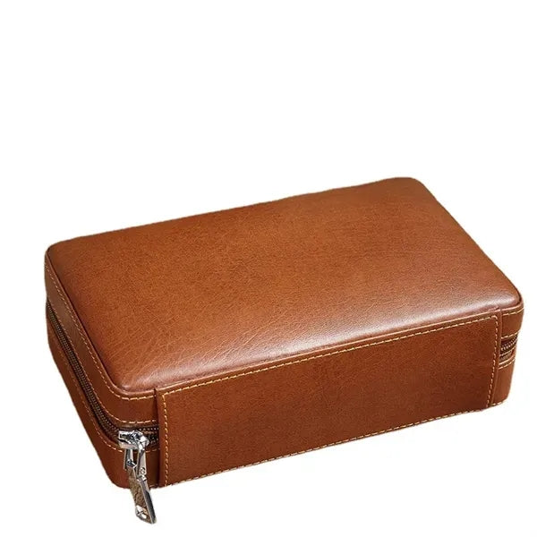 4 Finger Portable Travel Leather Cigar Case