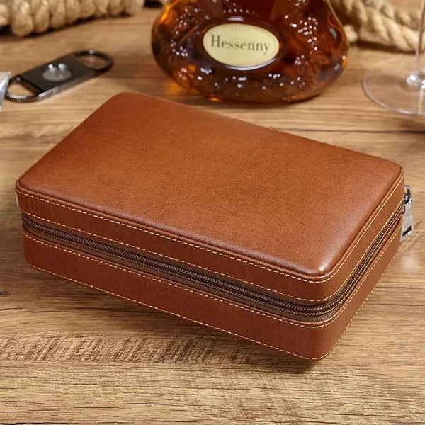 4 Finger Portable Travel Leather Cigar Case