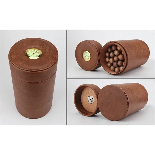 Portable Leather Cigar Humidor Case for Travel