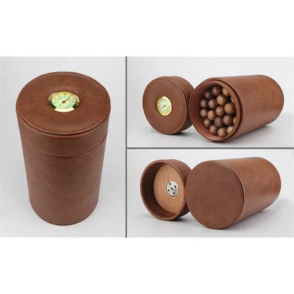 Portable Leather Cigar Humidor Case for Travel