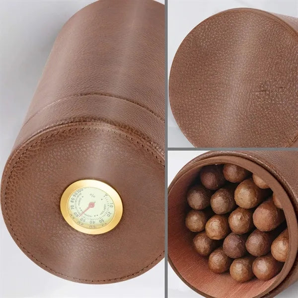 Portable Leather Cigar Humidor Case for Travel